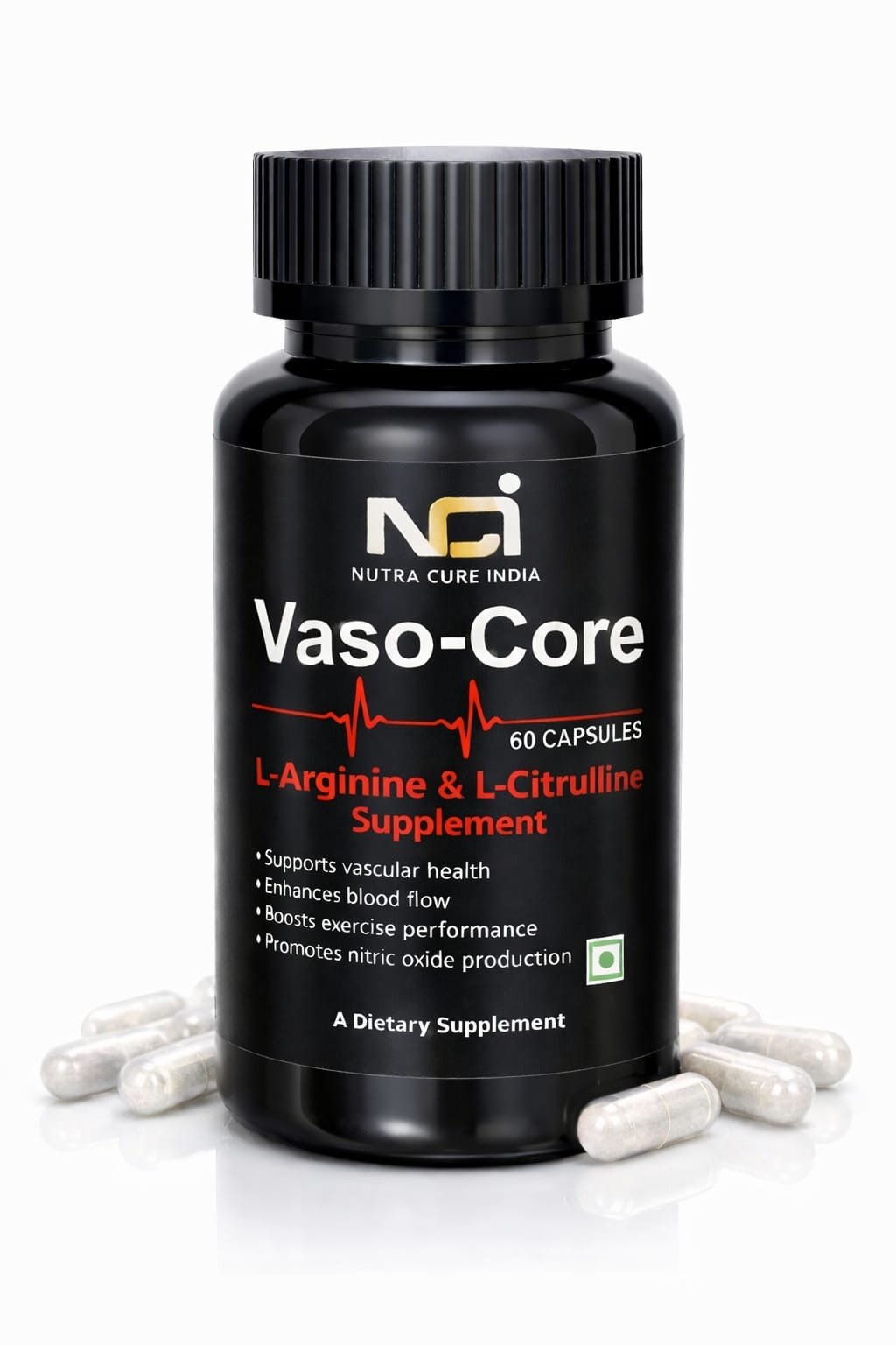 Vaso Core L-Arginine & L-Citrulline Pump Booster for Men | Pre Workout Nitric Oxide Supplement | Extreme Muscle Pump, Vascularity, Endurance & Strength | Bodybuilding Support 120 capsules